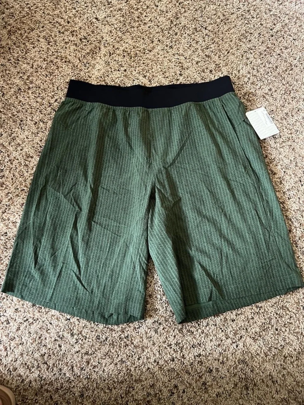 lululemon athletica Olive Green Jogger Shorts with Black Waistband
